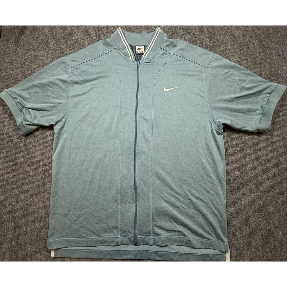 Vintage Nike Basketball Warm Up Shirt - Size XL - Zip Up - Blue - VTG 90s - Picture 1 of 6